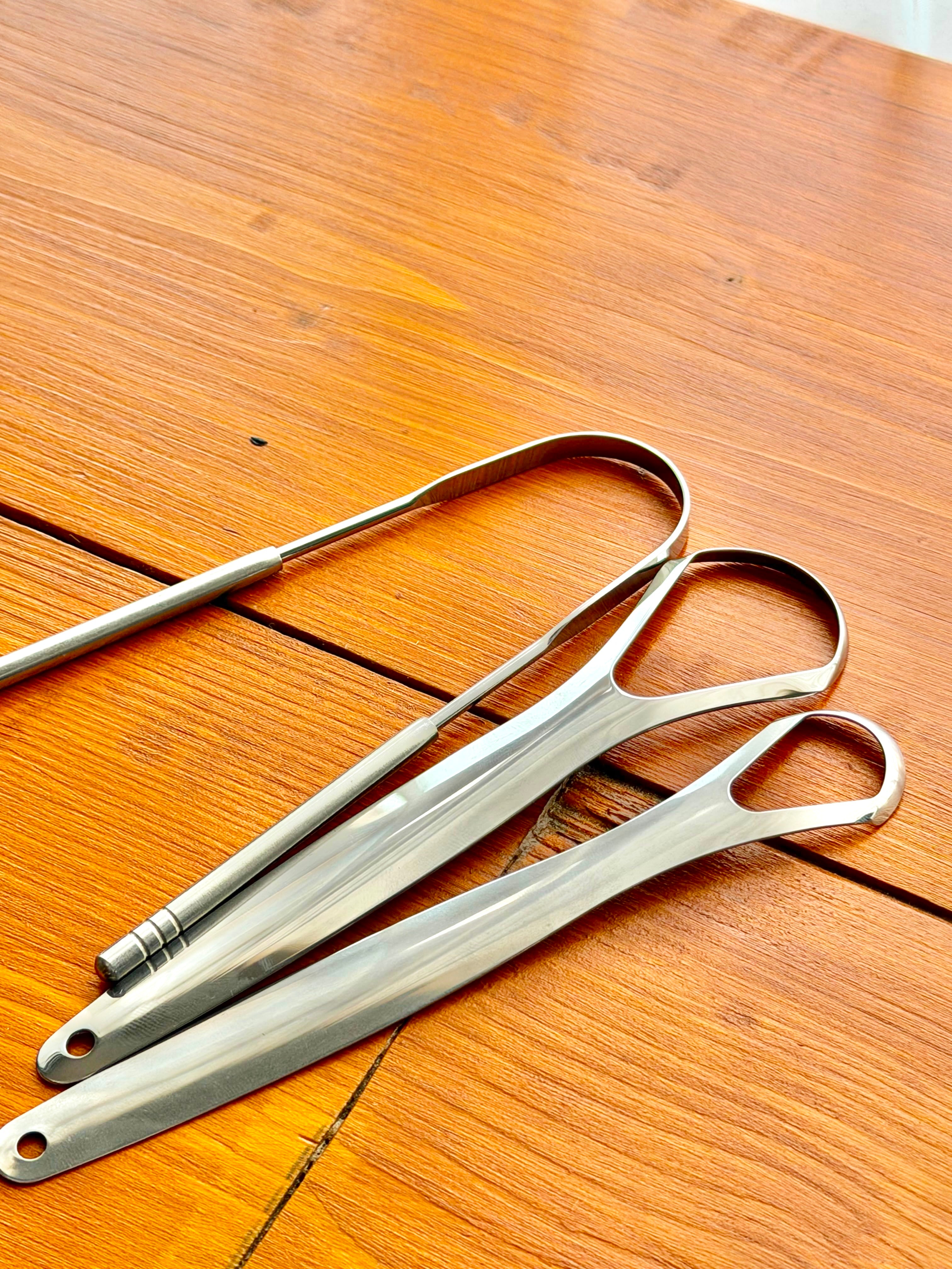 PureTongue Stainless Steel Tongue Scraper – Set of 3 (Family Sizes)